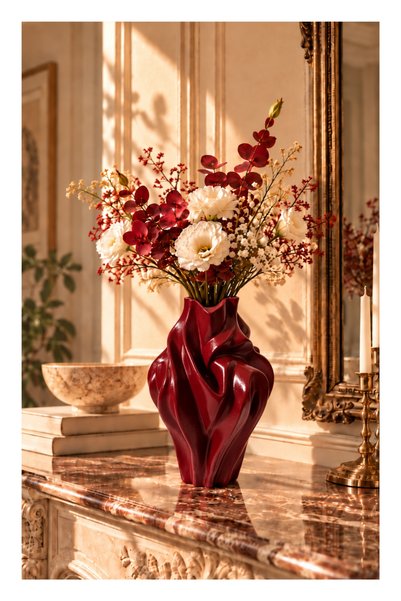 The Mark Dekor Nova Bordo Dekoratif Vazo 21 cm - El Yapımı Çiçeklik Salon & E...