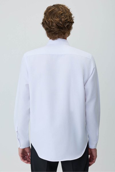 Morven Men's White Polyester Trend Patterned Dynamic Fit Italian Collar Shirt