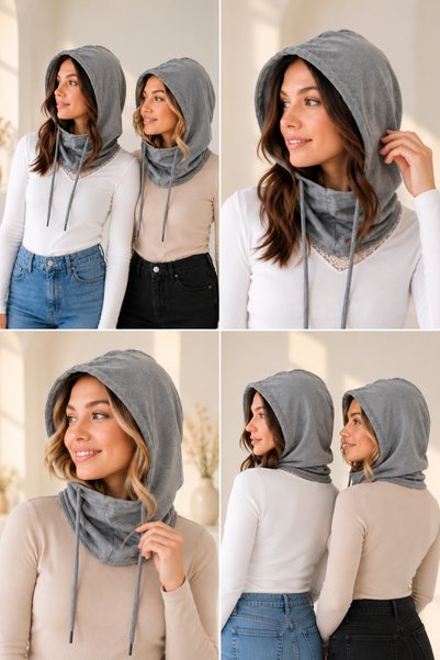 mirach 2-Pack Hooded Hat Shawl Beanie Headscarf Thermal Headwear Headgear War...