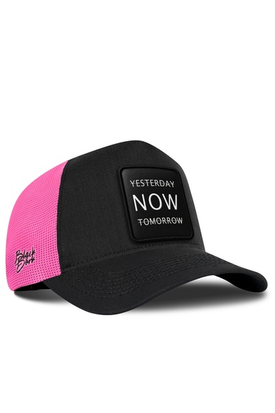 BlackBörk Yesterday Now Tomorrow Logo Cordura Black-Pink Trucker Hat