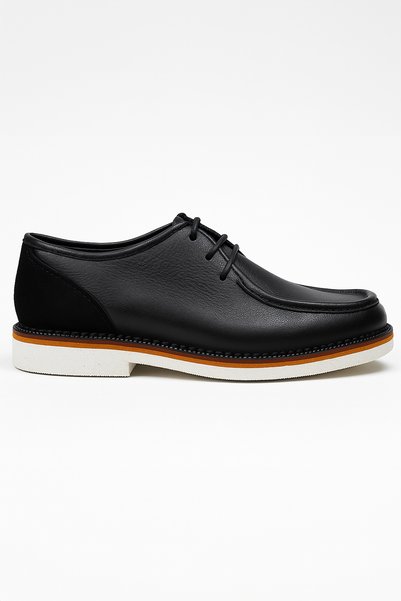 Morven Erkek Siyah Deri Smart Casual Ayakkabı