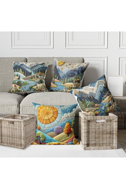 Alkan Homes 4-Piece Combination Double-Sided Punch Embroidery Pattern Landsca...