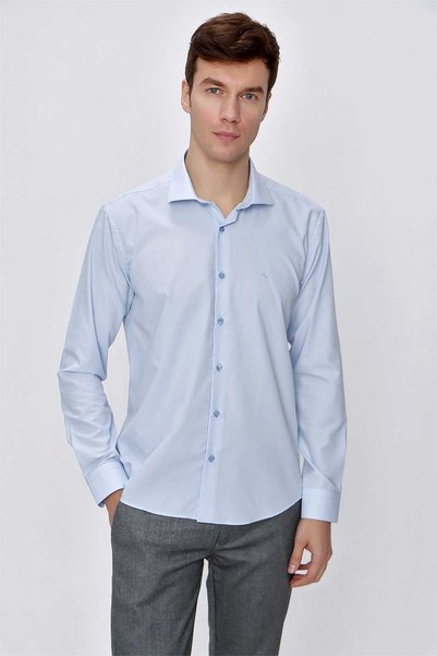 Morven Men's A. Blue Basic Slim Fit Shirt