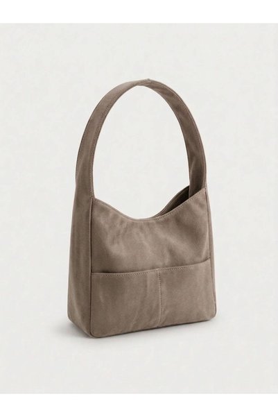 Straada accessories Kadın Omuz Çantası Hobo pinterest Salaş Süet vizon astarl...