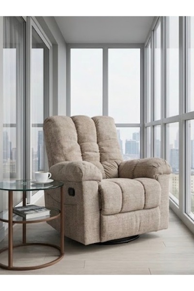IN HOME STORE كرسي استرخاء مريح بقماش بيج
