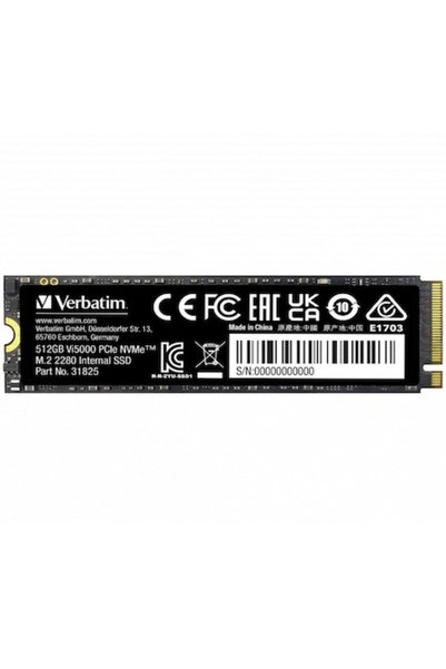 Verbatim Solid State Drive (SSD) Vi5000 M.2 PCIe NVMe 512GB PCI Express Gen4 ...