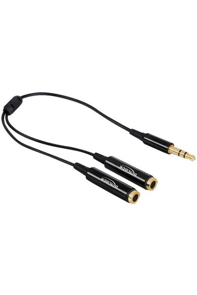 DELOCK Cablu audio jack stereo mascul 3,5 mm > 2 x jack stereo mamă 25 cm, negru