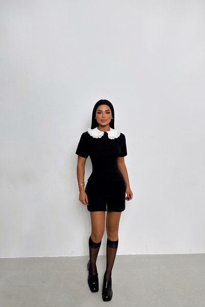 Eyyo Black Button Detail Mini Dress Ate-1816
