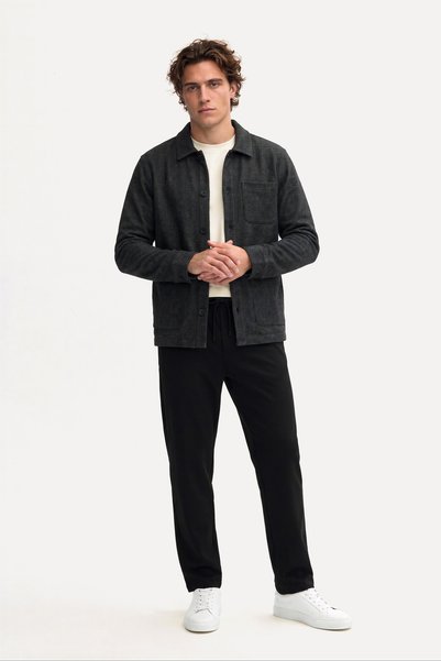 Mudo Erkek Siyah Beli Lastikli Straight Fit Pantolon