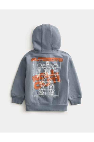 Marks & Spencer Pamuk Karışımlı Transformers Fermuarlı Kapüşonlu Sweatshirt (...