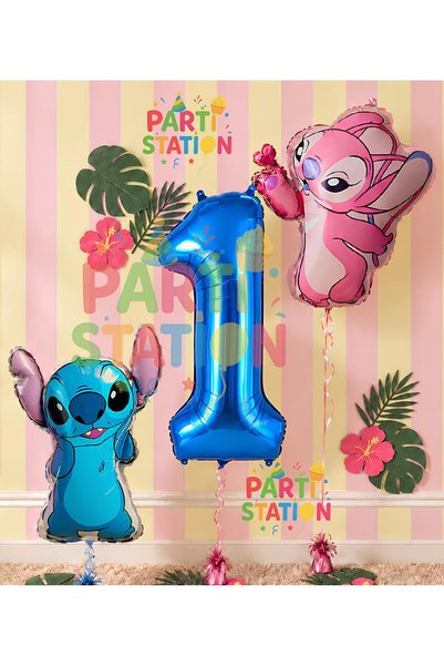 Parti Station Stitc & Angel 1 Year Old Balloon Set – Navy Blue 1 Number Foil ...