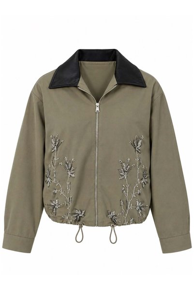 ESRAHELVACI Leather Collar Embroidered Jacket