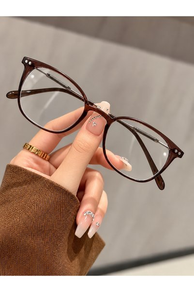 LOOKUP NEW Diane Unisex Oval Yuvarlak Kahverengi Mavi Işık Korumalı Blue Bloc...