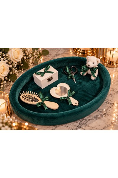 OBSIDION Set tavita taiere mot/turta ovala din catifea buretata, 6 piese - ve...