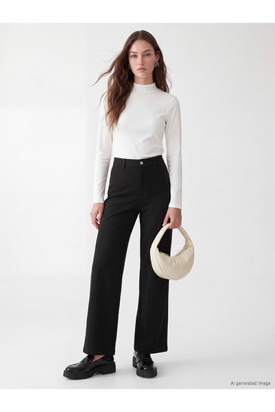 LC Waikiki Peak New Season Black Slim Fit Women's Pants