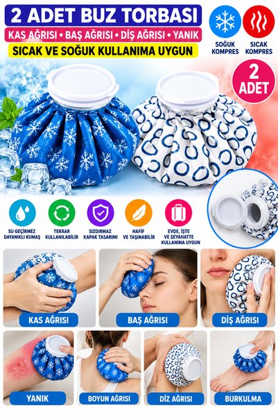 FırsatVar 2 Adet Kas Ağrısı Baş Ağrısı Diş Ağrısı Yanık Buz Torbası Su Geçirmez