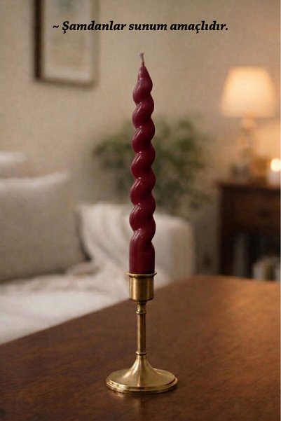 inci mum İtalyan Burgulu Şamdan Mum - Bordo