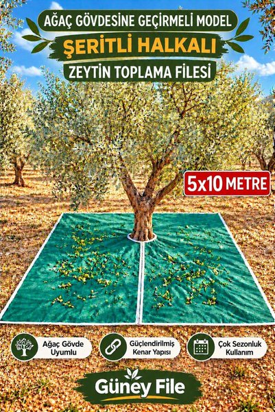 güney file 5 x 10 M Zeytin Toplama Filesi Ağaca Geçirmeli %75'lik Şeritli Hal...
