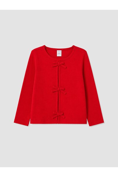 LC Waikiki Peak New Season Girls' T-Shirt with Red Bow Detail