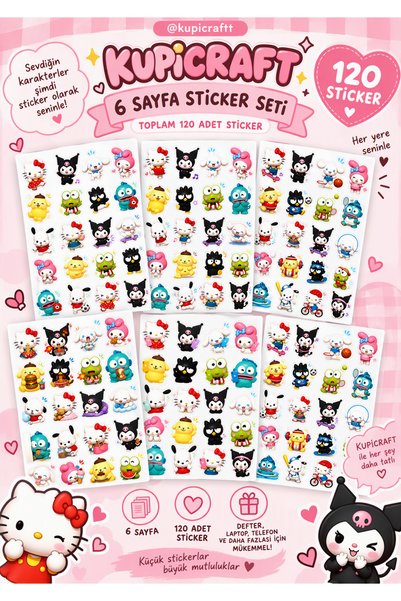 kupicraft 6 Sayfa Sanrio Karakterleri - Hello Kitty - Kuromi -My Melody-Cinna...