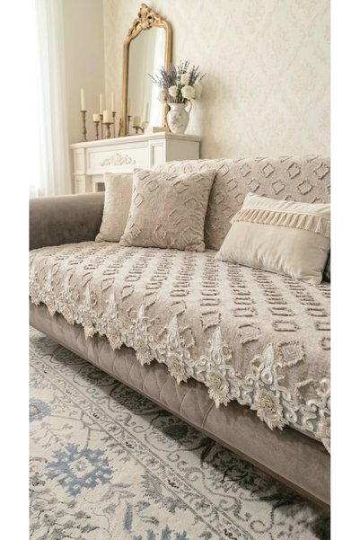 DAHABELLA LUXE HOME غطاء أريكة فاخر من قماش الشانيل الفرنسي - غطاء أريكة/سرير...
