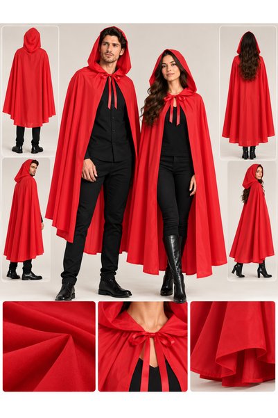 Parti dolabı Hooded Red Cloak Adult Children 120cm Devil Little Red Riding Ho...