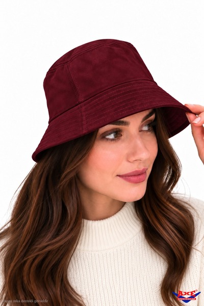 AXE SPORTSWEAR Burgundy Color Suede Bucket Hat Basic Plain Bucket Fisherman H...