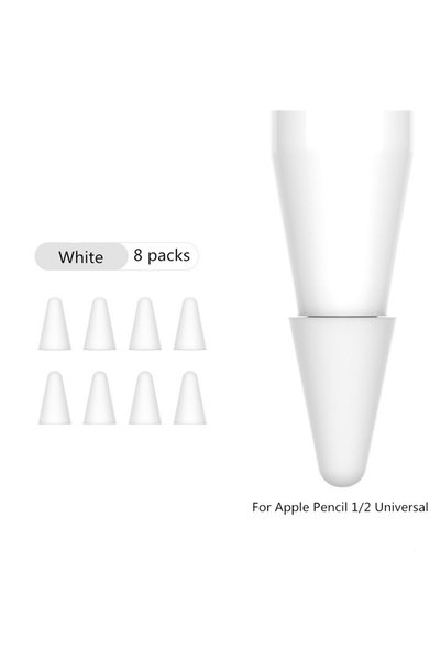 Choice4 White 8pcs Soft Silicone Replacement Tip Case For Apple Pencil Touch ...