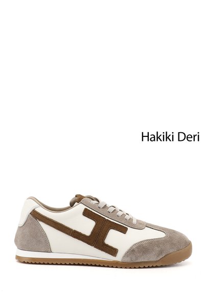 GÖNDERİ(R) Women's Beige Rubber Laced Genuine Leather Sneaker