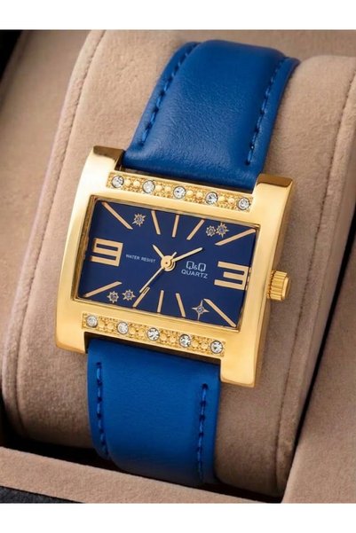 Q&Q Vintage Women's Leather Band Wristwatch