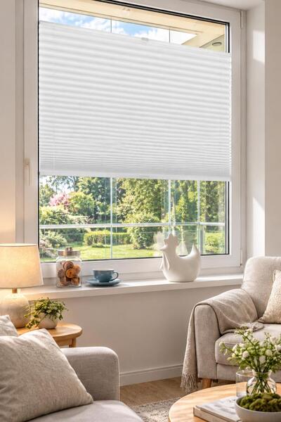 sk plised perde KATLANIR CAM BALKON PLİSELİ PERDE - BEYAZ