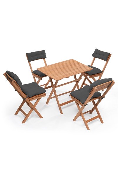 Meya Dekor 4+1 Minderli Balkon Bahçe Mutfak Bistro Set Katlanır Masa-sandalye