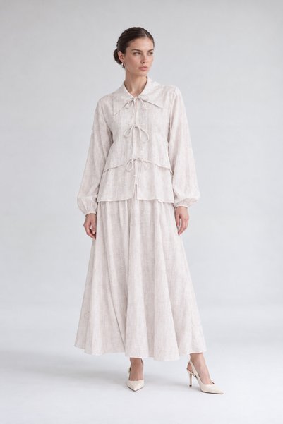 Levidor Textured Skirt Set Ecru