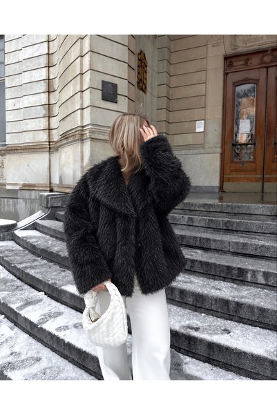 VERYMODA Faux Fur Women's Coat – Fluffy Soft Textured Winter Stylish Outerwea...