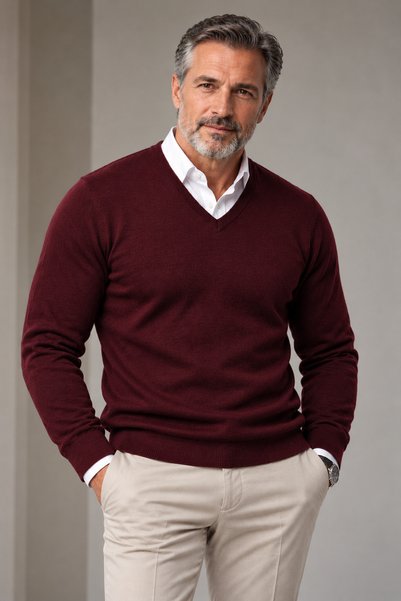 Baran Işık Rüya Men's 100% Cotton Knitwear V-Neck Sweater