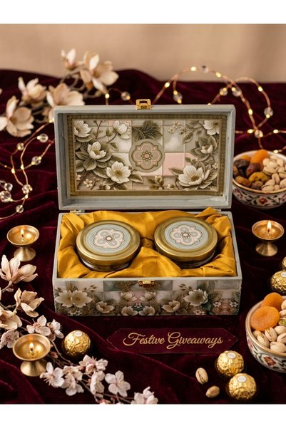 The Sweet Keep 2 Empty Jars for Diwali, Weddings, Bridal Shower, Eid, Gift Ha...