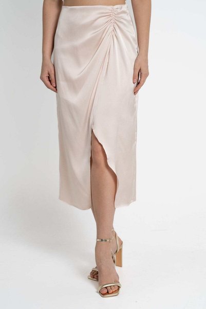 mica Women's Solid Midi Skirt with Open Hem