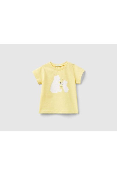 United Colors of Benetton Short-Sleeve Ruffled Baby T-Shirt with Front and Ba...