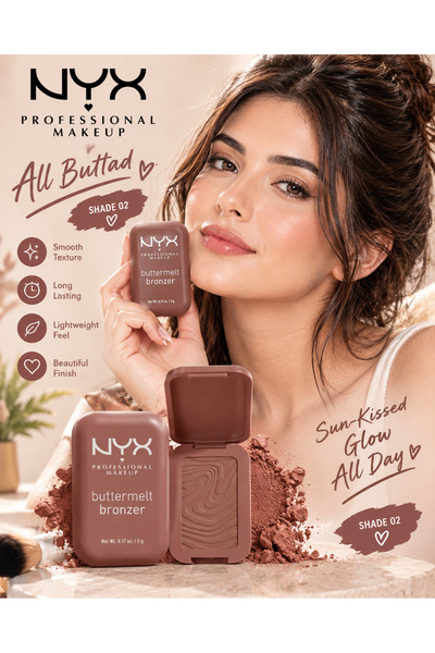 NYX Professional Makeup بودرة برونزر باتر ميلت، تدوم لمدة 12 ساعة، مقاومة للب...