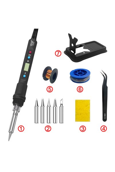 Choice3 مجموعة لحام رقمية 936H SET1 LF بقوة 80 واط مع شاشة عرض رقمية ومفتاح ت...