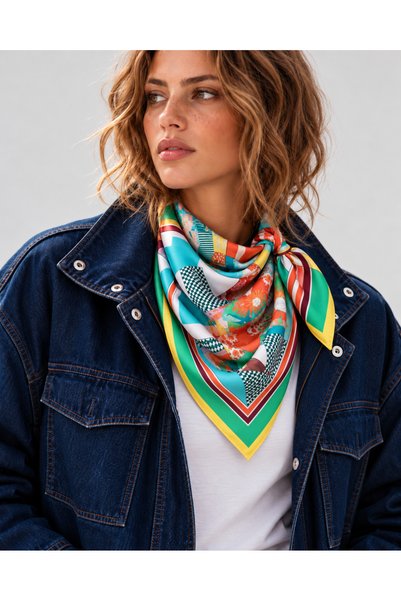 Bolder Scarf Turquaz Checkered Scarf 70*70 cm