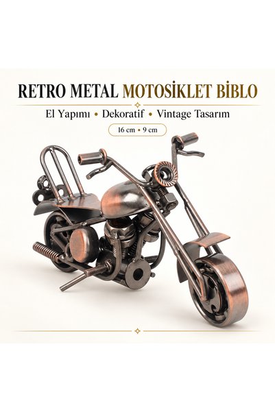 e-life shop El Yapımı Metal Motosiklet Modeli16 cm. Retro Vintage Dekoratif B...