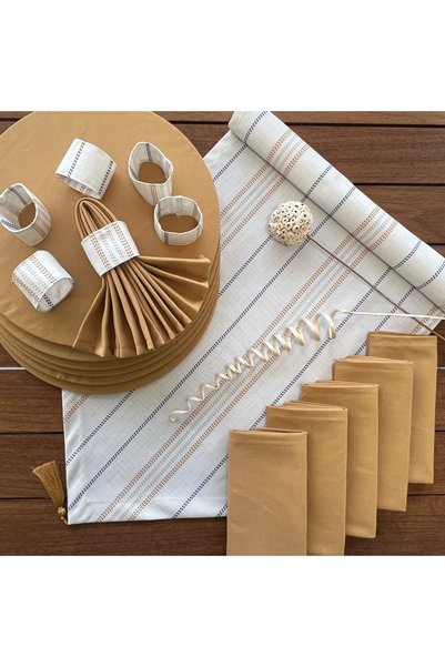 desenizmir American Service Set, Border Pattern, 6 Placemats, 6 Napkins, 6 Na...