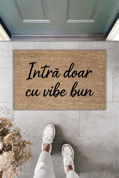 Rugmood Μοντέρνα ψηφιακή εκτύπωση με μόνο κείμενο Vibe στο μπροστινό μέρος τη...