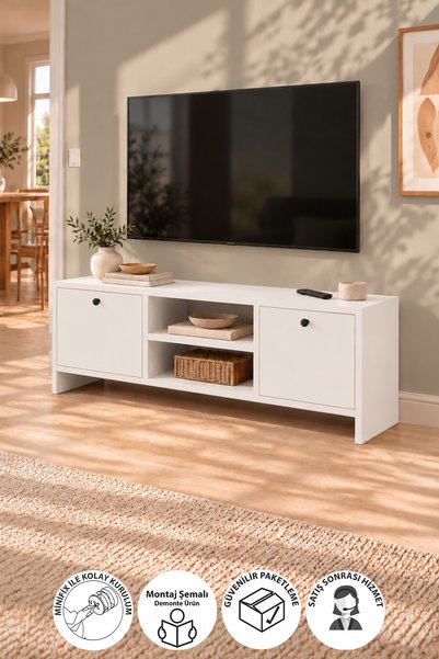Bofigo TV Ünitesi 120 Cm TV Sehpası Düşer Kapaklı Tv Ünitesi Televizyon Sehpa...