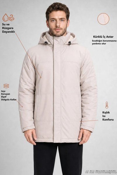 Freemen Palton și haină și parka de iarnă cu glugă pentru bărbați, din lână, ...