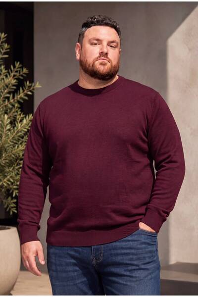Kaptan Classic Wool-Blend Plus Size 3Xl-4Xl-5Xl-6Xl Crew Neck Men's Knitwear ...