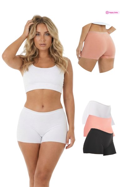 Newlilla 501 Basic Laser Cut Nahtlose Damen-Boxershorts, 3er-Pack