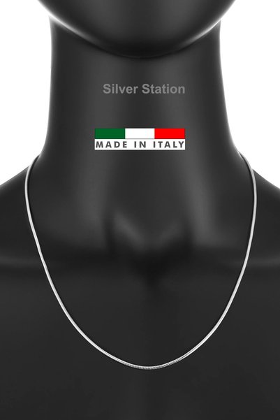 Silver Station İtalyan 925 Ayar Gümüş Yılan Kolye - Yuvarlak Zincir Kolye 40-...