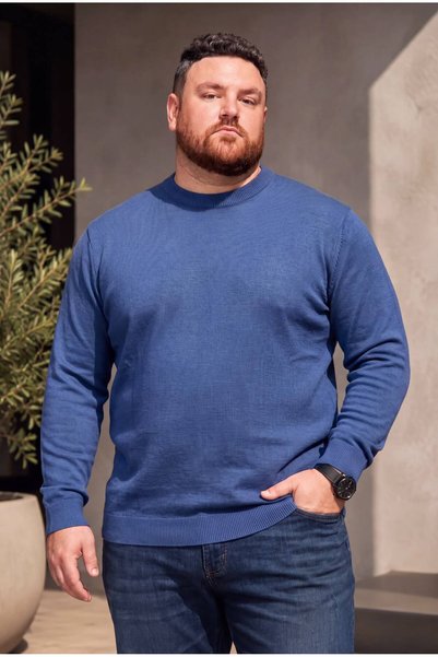 Kaptan Classic Wool-Blend Plus Size 3Xl-4Xl-5Xl-6Xl Crew Neck Men's Knitwear ...